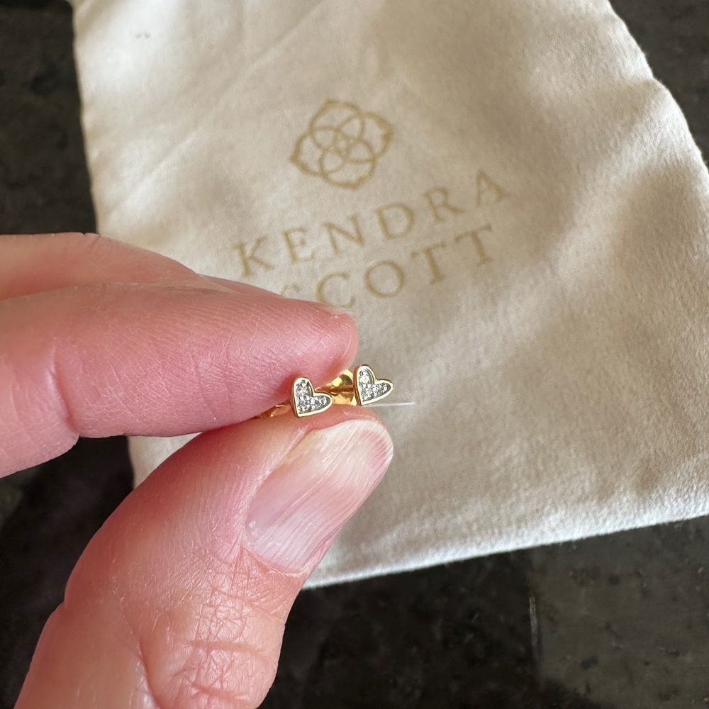 Kendra Scott tiny diamonds Ari heart earrings